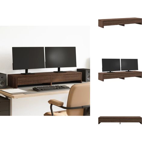 Monitorständer mit Schubladen Eichen-Optik 100x27x15 cm - Monitorständer - Monitor Ständer - Monitorerhöhung - Monitorständer Schreibtisch (1/5)