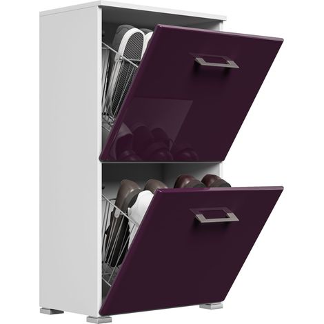 Schuhschrank Emotion 2 Klappen 8 Paar 52x96 cm Weiss-Brombeer (1/5)