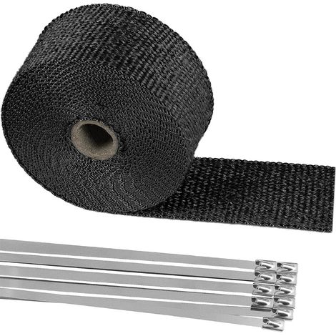 Ruban isolant thermique noir de 10 mètres pour collecteur d'échappement de moto (avec 10 attaches de câble) (1/3)