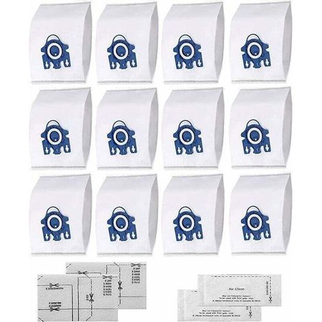 Sacchetti per aspirapolvere FOREHILL HyClean 3D FJM per Miele (12 sacchetti, 2 filtri motore, 2 filtri di scarico) Sacchetti per aspirapolvere per Miele GN XXL Pack, alternativa per Miele 9917730 GN H
