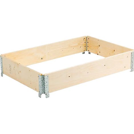 Rehausse en bois pour palette européenne – Charge maximale 200 kg – Pliable avec 4 charnières – Surface rabotée pour stockage efficace (1/4)