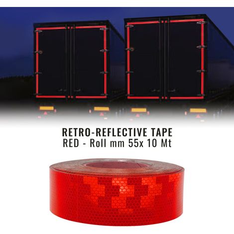 Nastri Rifrangenti Conspicuity Omologati Ece Onu 104, 55 mm x 10 mt - Colore: ROSSO