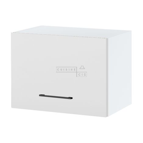 Meuble haut SLIM de cuisine Lovia Blanc Mat 1 porte relevable L 50 cm - Porte avec poignée apparente White (1/3)