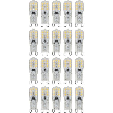 Packung mit 20 dimmbaren G9 3W LED-Lampen, warmweiß, 220-240V Wechselstrom (1/4)