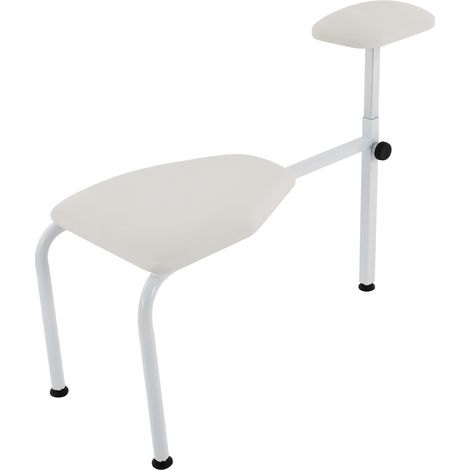 Tabouret de pédicure réglable – Longueur 65-80 cm, hauteur pieds 42-67 cm, charge 50 kg – Pour salon, spa, domicile – Blanc