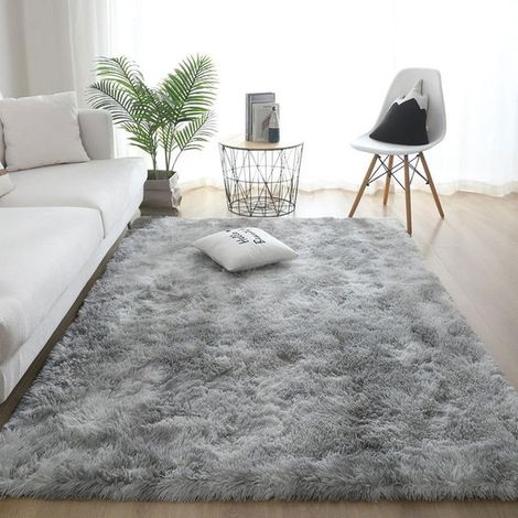 Tapis moelleux nordique moderne salon canapé sol chambre tapis de sol cotonneux grande moquette gris clair 160x200cm 63x78inch (1/5)