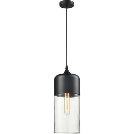 U-DO Lustre Suspension Industriel en Verre - 1333.5cm - Noir/Transparent (1/4)