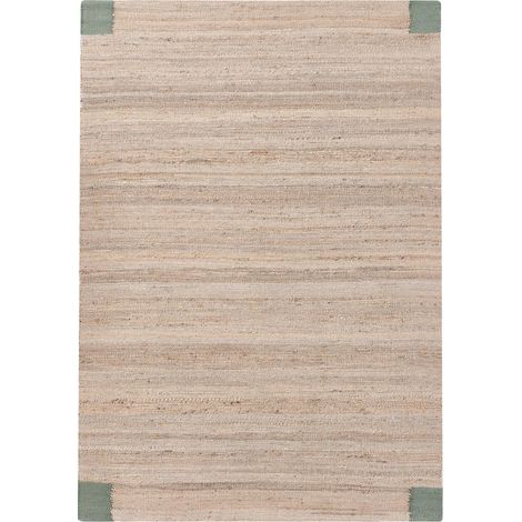 Tappeto in juta rettangolare 160 x 230 cm Tessuto in stile rustico Soggiorno Camera da letto Beige e verde Amravati