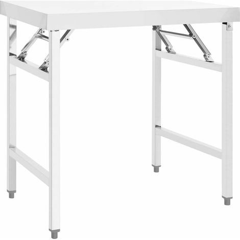 Table de travail pliable de cuisine-Plan de travail de cuisine-Îlot de cuisine 85x60x80cm Acier inoxydable (1/5)