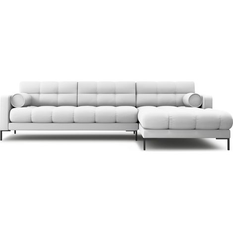 Canapé d'angle droit 5 places en tissu structurel gris clair (1/5)