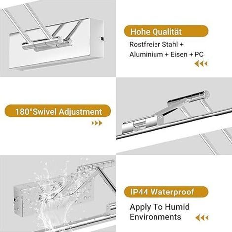 Lampe LED pour Miroir de Salle de Bain 50cm, 10W 970 LM, Rotative IP44, Applique Murale en Aluminium, 5500K Blanc Froid[Classe énergétique G] (1/3)