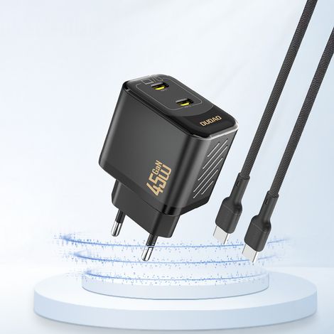 2xUSB-C GaN PD 45W Wandladegerät - schwarz (1/3)