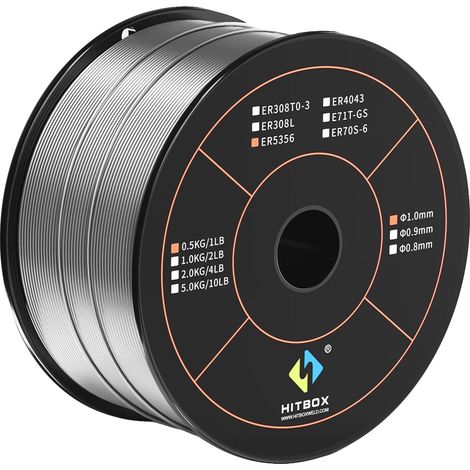 Alambre para soldadura MIG, aleación de aluminio, 1 mm de diámetro, ER5356, 1,0 mm (1/5)