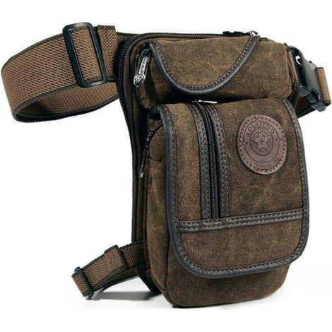 Beintasche Motorrad Canvas Vintage Herren Damen Hüfttasche Umhängetasche Braun (1/5)