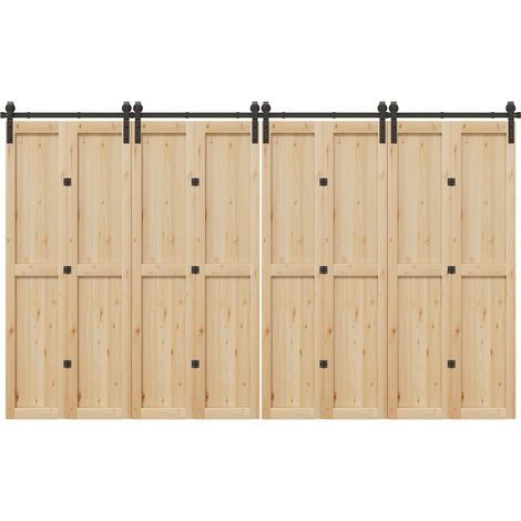 Schiebetürbeschlag-Set 366 cm Stahl Schwarz