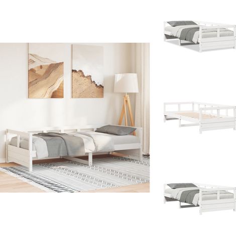 Lit de jour sans matelas blanc 90x200 cm bois de pin massif - Lit De Jour - Lits De Jour - Canapé-lit - Lit D'invité (1/5)