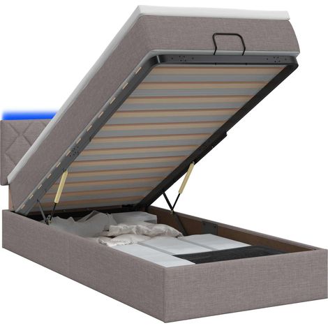 Maison Exclusive - Lit coffre avec matelas et LED Taupe 90 x 190 cm Tissu (1/5)