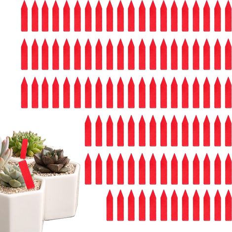 Rote Kunststoff-Pflanzenetiketten, 300 Stück, wasserdichte Garten-Punkt-Etiketten für Blumen, Gemüse, Kräuter, Setzlinge (1/5)