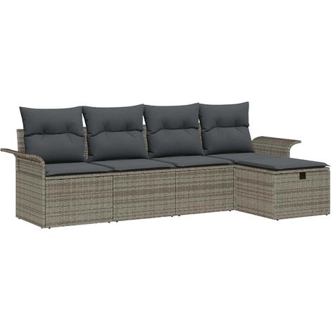 Maison Exclusive - Set Divano da Giardino con cuscino 5 pcs Grigio Poly Rattan