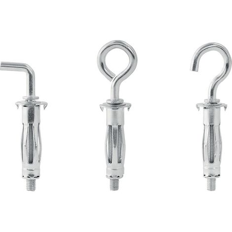 Dübel mit Expansionsfunktion ø11x37, 40kg M5 Schraube mit Haken: 3 Typen (L, O und C) - Packung mit 3x4 Stück - Rapid