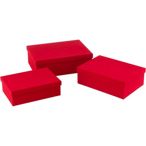 Lot de 3 Boîtes de Rangement "Vaughn" 36cm Rouge (1/4)