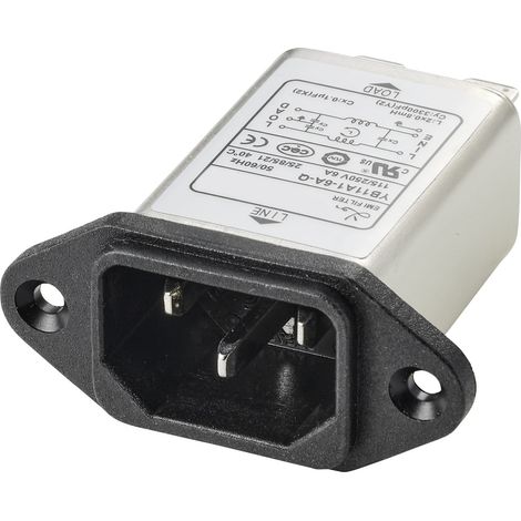 TRU COMPONENTS TC-10101412 Netzfilter mit Kaltgerätebuchse 250 V/AC 6 A 0.8 mH (L x B x H) 58 x 22. (1/3)