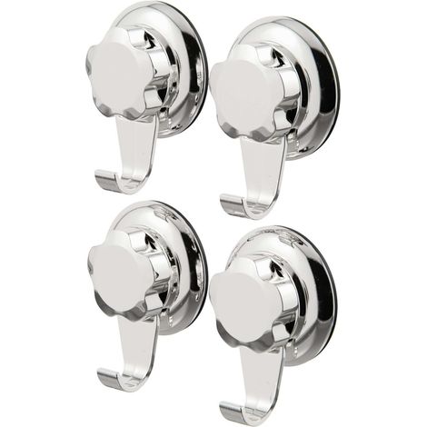 Lot de 4 grands crochets à ventouse Bestlock chrome - COMPACTOR - 7.1 x 4 x H.8.7 CM - Argent (1/5)