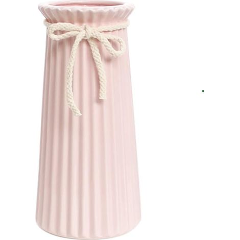 Vase conique en céramique rose, hauteur 19 cm, vase hydroponique simple de style européen, vase décoratif haut moderne pour centre de table (1/5)