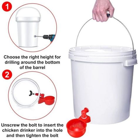 Kit 12 abreuvoirs automatiques, tasses amovibles, ressort acier inoxydable, pour poules canards volailles (1/5)