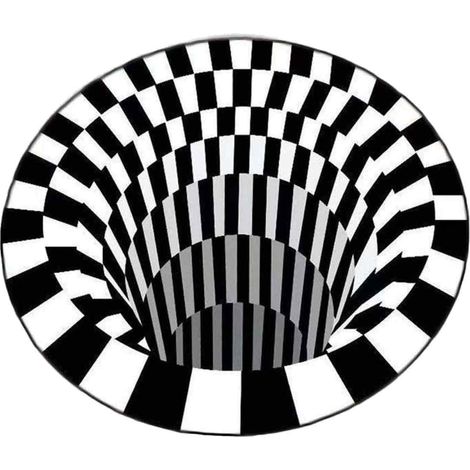 Tapis rond en stéréovision noir et blanc pour salon, chambre, table basse, tapis de sol, piège à illusion 3D (1/5)