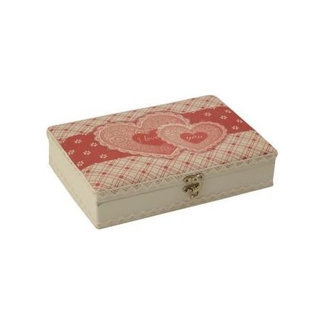 Scatola rettangolare bianca tessuto rosso, 24x17x6 cm (kit da 3)