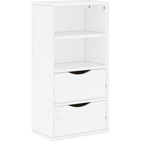 Mueble auxiliar clásico con 2 cajones y 2 estantes 40 x 24 x 79 cm fabricado en madera maciza de pino 020058041 (1/5)