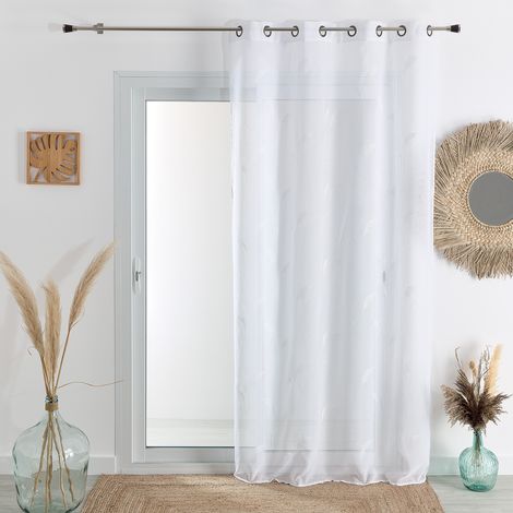 Voilage brodé de pampas Blanc 140x240 cm (1/3)