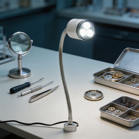 Lampe de travail CNC 6W 220V avec socle magnétique rond, lampe de travail flexible à LED pour machine 6500K, Luminaire (1/5)