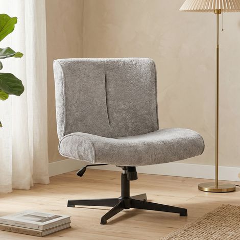 Fauteuil d'accent pivotant, siège lounge rembourré en velours avec réglage de hauteur, pour salon et bureau, couleur gris. (1/5)