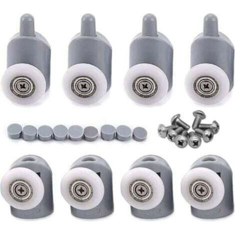 Roulettes coulissantes pour porte de douche – Lot de 8 galets roulants en acier inoxydable, diamètre 23 mm (1/4)