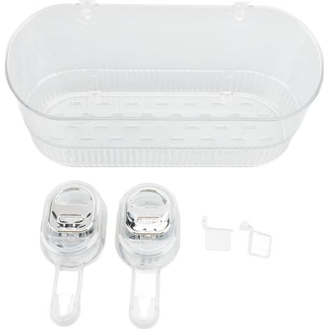 Bathroom Suction Cup Storage Holder Multifunctional Water Resistant Plastic Efficient Drainage Suction Cup Shower Caddy for Toiletries Transparent (1/5)