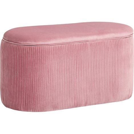 Polster-Sitzbank mit Stauraum rosa Samteffekt 81x40x41 cm französischer Stil (1/5)