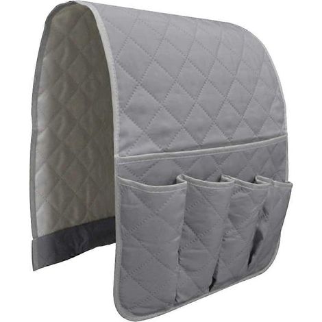 Sac de rangement pour accoudoir de canapé, 5 poches, 13 x 34,5 pouces, sac de rangement souple pour fauteuil, peut contenir des tablettes, des téléphones portables, des lunettes, des magazines, etc. (1/5)