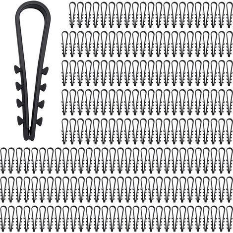 Confezione da 200 ancoraggi ad anello, da 5 a 10 mm, con anello a innesto, cavo tondo a forma di FestU, morsetto di ancoraggio, anello per fascetta per vari scenari (nero) (1/5)