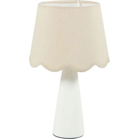 Lampe céramique lin Mathilde blanc