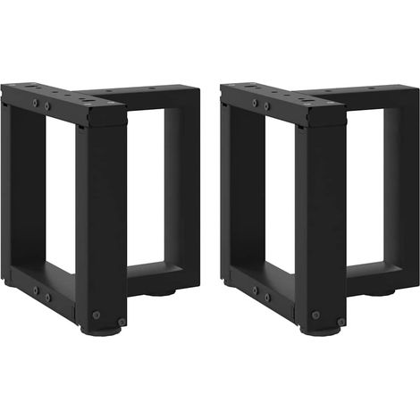 Pieds de table basse en T, acier thermolaqué noir, 2 pièces, 30 x 25 x 30-31 cm - PANGIVO (1/5)