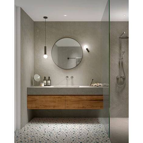 Applique murale de salle de bain LEDS C4 Mist simple noir métallisé E14 (1/2)