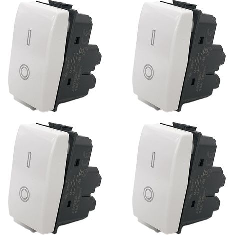 Lot de 4 prises interrupteurs 16 A compatibles avec Interrupteur bipolaire Matix compatibles avec Plaques Matix (4 interrupteurs bipolaires) (1/5)