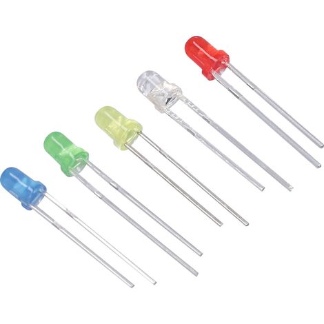 Diode électroluminescente LED 3mm, 500 pièces, 5 couleurs, rouge, jaune, bleu, vert, blanc, ensemble de lampes