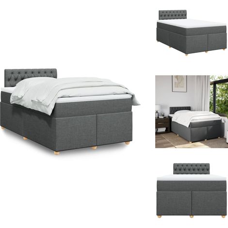 Sommier à lattes de lit avec matelas gris foncé 120x190cm tissu - Sommier À Lattes De Lit - Sommiers À Lattes De Lit - Lit - Meuble De Chambre À Coucher (1/5)