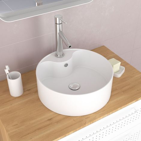 Lavabo Redondo - Cerámica blanca - Diámetro 41 cm - ROLL ON (1/5)
