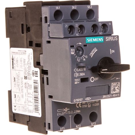 Interruptor automático para motor 3P 9kW 14-20A 1Z 1R S0 3RV2021-4BA15