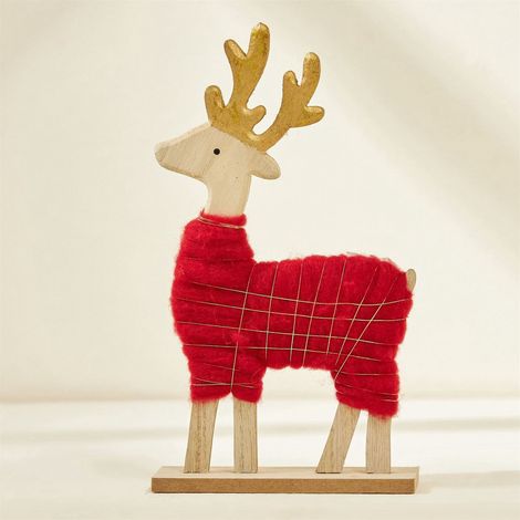 Ornement En Bois Et Feutre - Renne De Noël Pour Arbre De Noël - Décoration De Table Et Étagère - Lot De 1 Pièce (1/5)