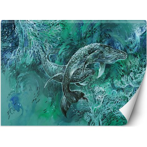 Fototapete Ein Paar Wale im Meer Türkis 250x175 cm (1/5)